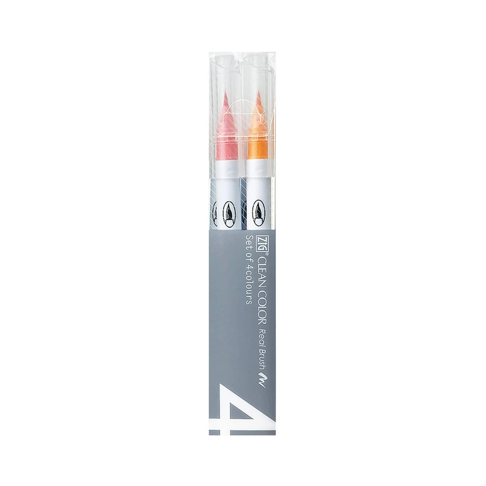 Kuretake Zig® Clean Color Real Brush™ 4 Color Marker Set