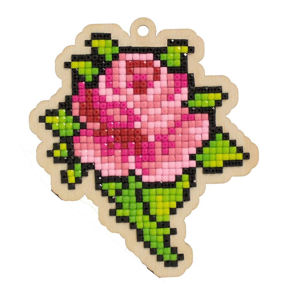 Wizardi Diamond Painting Ornament Kit Rose Bud