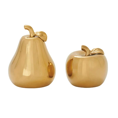 Glam Gold Dolomite Fruit Sculpture Set