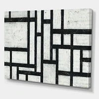 Designart - Black and White Labyrinth geometric - Mid-Century Modern Canvas Art