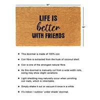 RugSmith Natural Machine Tufted Life Is Better With Friends, 18" x 30"