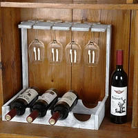 NEX™ Wood Wine Bottle Holder with Glass Rack