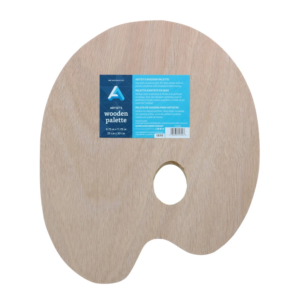 10 Pack: Art Alternatives Artist's Oval Wooden Palette