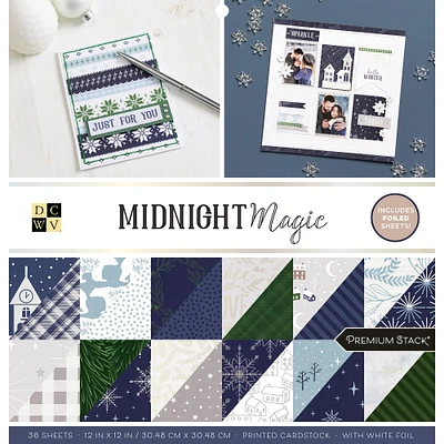 DCWV® Midnight Magic Double-Sided Cardstock Premium Stack®, 12" x 12"
