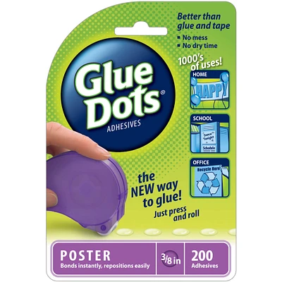 Glue Dots .375" Poster Dot Disposable Dispenser-200 Clear Dots