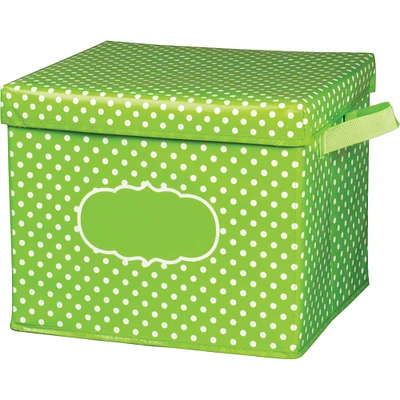 Teacher Created Resources Lime Polka Dots Storage Box