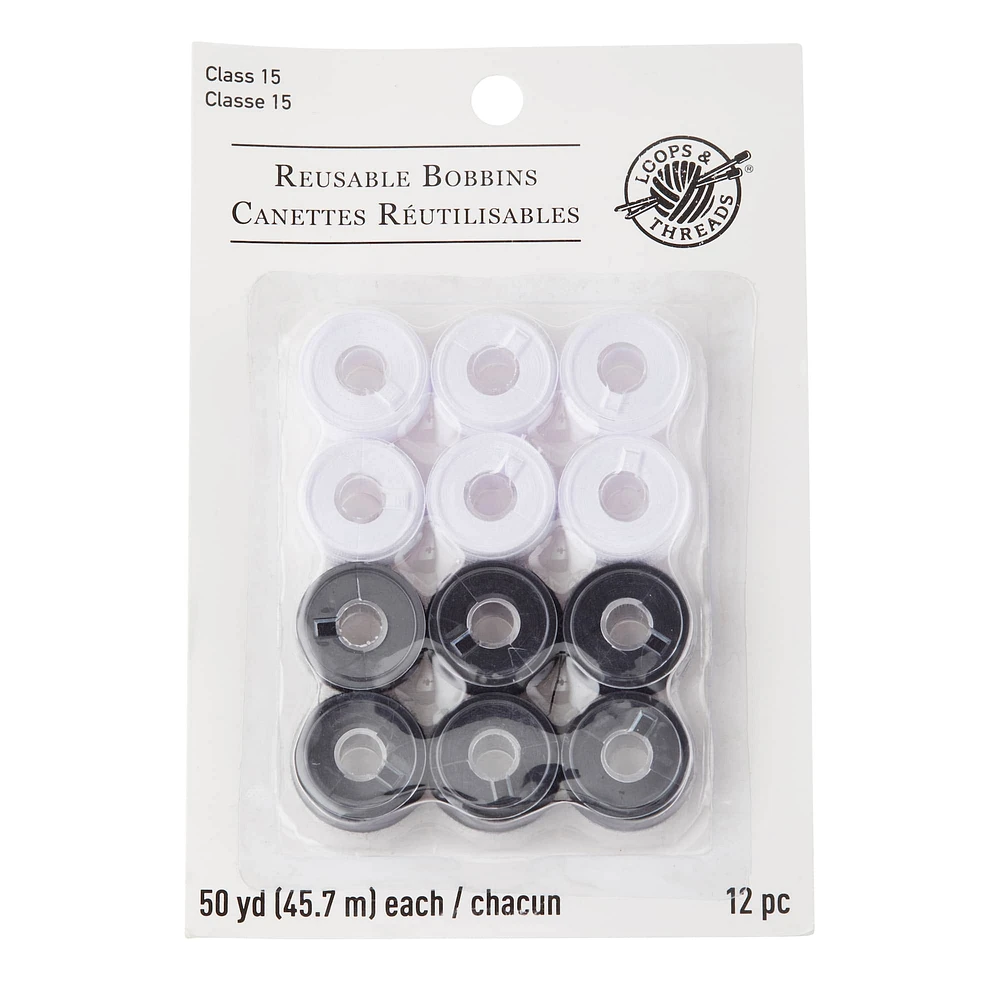 Loops & Threads™ Reusable Bobbins, Black & White