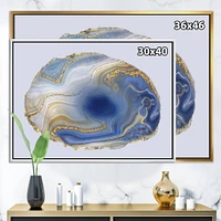 Designart - Ocean Blue Golden Jasper Agate I - Glam Canvas Wall Art Print in Black Frame