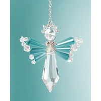 Solid Oak December/Blue Topaz Birthstone Angel Crystal Suncatcher Ornament Kit