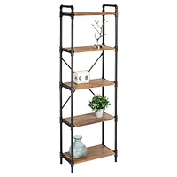 Honey Can Do Black 5-Tier Industrial Bookshelf