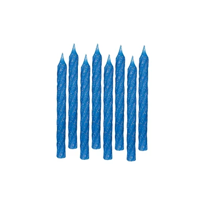 3.25" Blue Glitter Spiral Birthday Candles