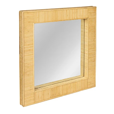 Hello Honey® 28" Natural Brown Bamboo Square Wall Mirror