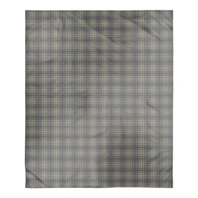 Dark Gray Plaid Sherpa Fleece Blanket