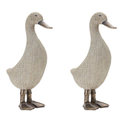 12.75" Wicker Duck Figurines, 2ct.