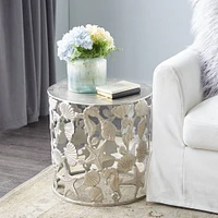 18" Silver Coastal Aluminum Accent Table