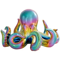 11" Multicolor Shiny Ceramic Octopus Sculpture