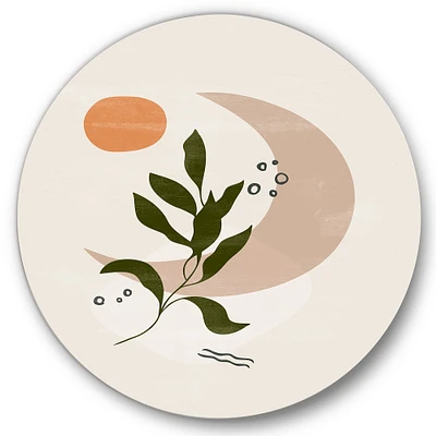 Designart - Abstract Geometrical Moon With Leaf I