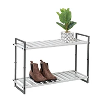 Honey Can Do Gray 2-Tier Tubular Shoe Rack