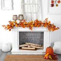 6ft. Maple Leaves, Pumpkins, Gourds, Berries & Pinecones Fall Garland