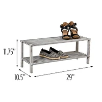 Honey Can Do Gray 2-Tier Wood Shoe Rack