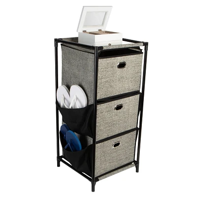 Simplify Black 3 Tier Storage Drawers With Side Pockets