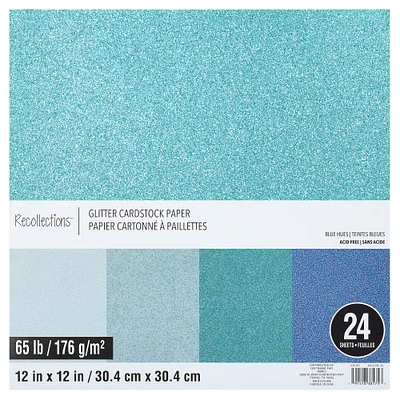 Glitter Blues Cardstock Paper Pad by Recollections™, 12" x 12"