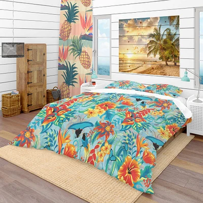 Designart 'Tropical Pattern' Tropical Bedding Set - Duvet Cover & Shams