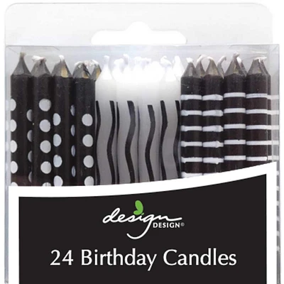 JAM Paper Black & White Birthday Candle Sticks, 24ct.