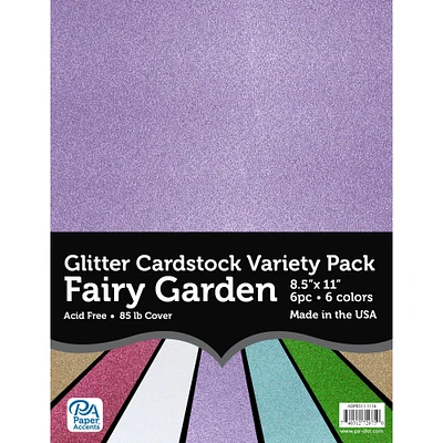 PA Paper™ Accents Fairy Garden 8.5" x 11" Glitter Cardstock Variety Pack, 6 Sheets