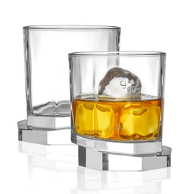 JoyJolt® 10.5oz. Aqua Vitae Octagon Off Base Whiskey Glasses, 2ct.
