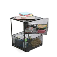 Mind Reader Black 2-Tier Metal Mesh Magnetic Organizer Slide Out Basket Drawer