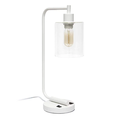Lalia Home Iron Desk Lamp with USB Port and Glass Shade