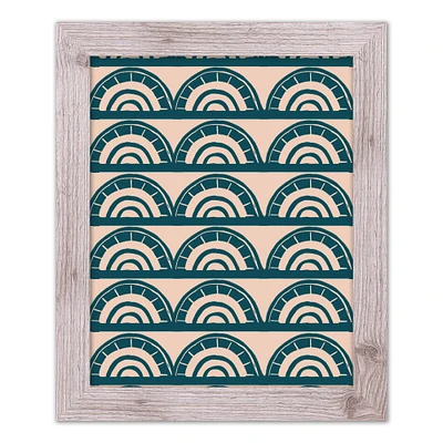 Abstract Teal Arch Pattern 16" x 20" Western Framed Print
