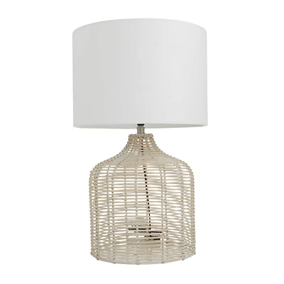 Beige Linen Coastal Table Lamp, 25" x 15" x 15"