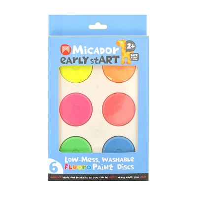 Micador Early stART Low-Mess Washable Paint Disc Set, Fluoroscent