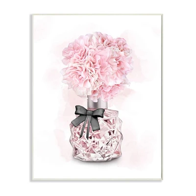 Stupell Industries Pink Flower Perfume Glam Fashion Design Wood Wall Plaque