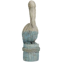 14.5" Blue & Beige Coastal Crane Tabletop Décor