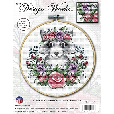 Design Works™ 8'' Round Raccoon Counted Cross Stitch Kit