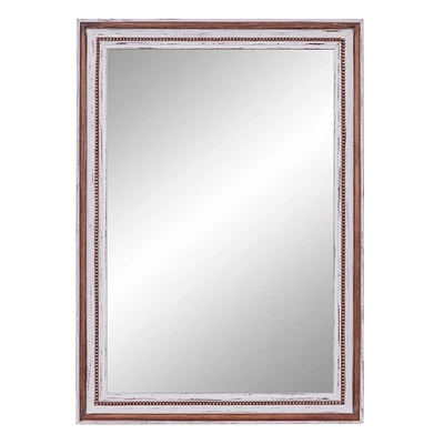 44" Brown Farmhouse Wood Wall Mirror