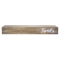 Walnut "Family" Text Engraving Floating Wall Shelf