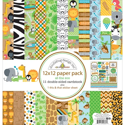 Doodlebug Design Inc.™ At The Zoo Paper Pack, 12" x 12"