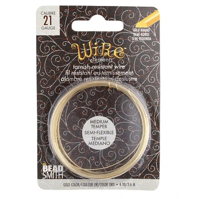 The Beadsmith® Wire Elements™ 21 Gauge Tarnish Resistant Medium Temper Half Round Wire, 4yd.