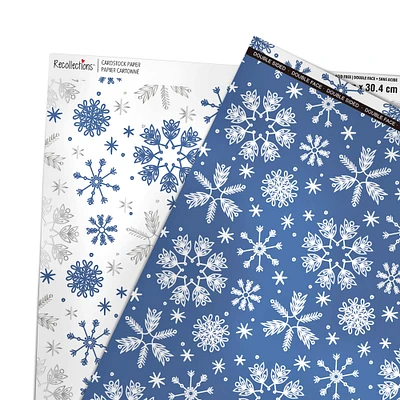 24 Pack: Snowflakes Double-Sided Cardstock Paper by Recollections™, 12" x 12"