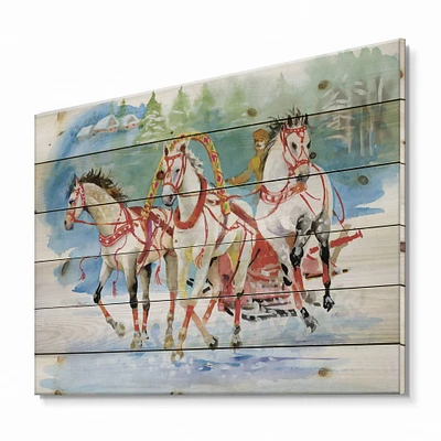 Designart - Galoping Horses With Carriage In The Snow