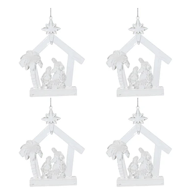 5" Clear Acrylic Nativity Ornaments, 4ct.