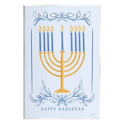 Stupell Industries Happy Hanukkah Botanical Menorah Wall Plaque Art