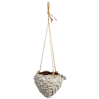 7.5" Ivory Hanging Stoneware Seashell Planter with Rope