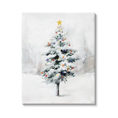 Stupell Industries Snowy Christmas Tree Landscape Canvas Wall Art