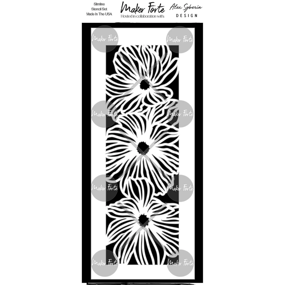 Maker Forte Flower Trio Slimline Stencils, 4" x 8"