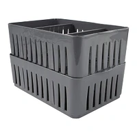 Simplify Gray Stackable Organizer Bin with Adjustable Dividers